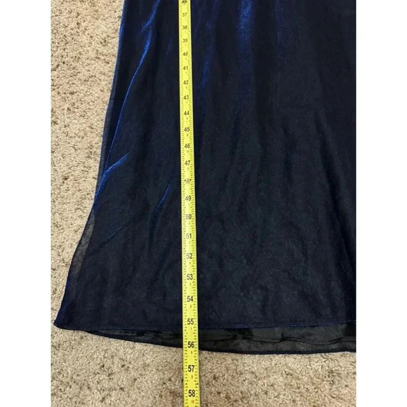 NADINE VINTAGE GowN Dress Iridescent Blue Beaded Sheer SMALL Sexy Prom BEAUTIFUL - Picture 13 of 14